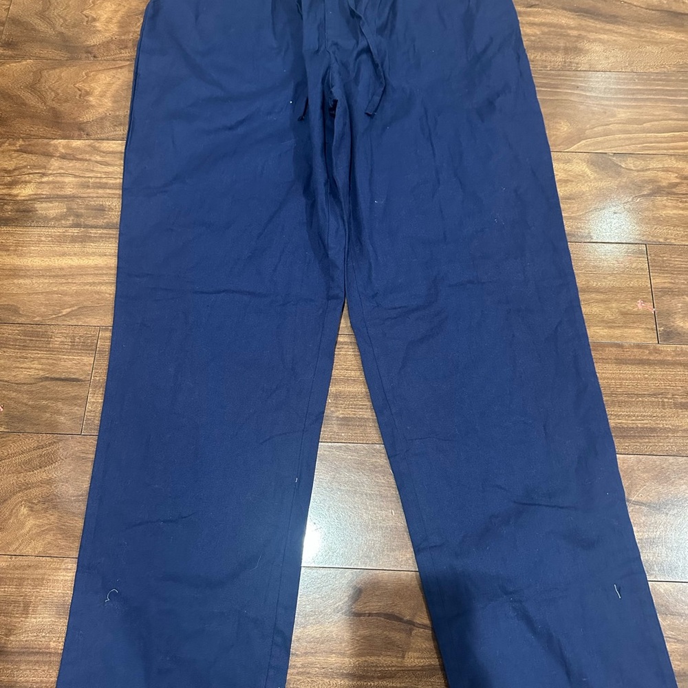 Elegant Dark Blue Straight Leg Women's Pants